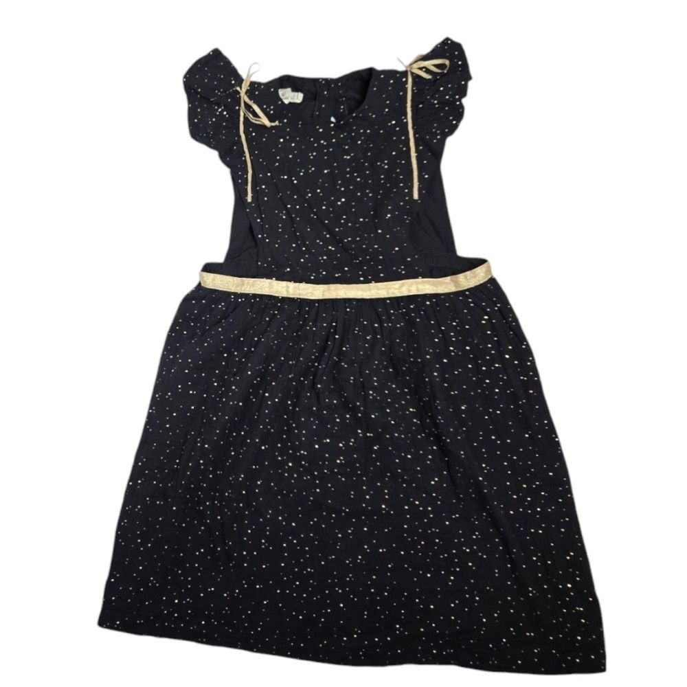 COSMOSOPHIE gold confetti black gauze ruffle‎ pinafore dress 12